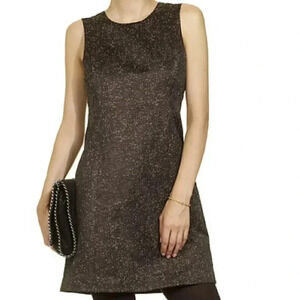 Theyskens' Theory Dino Dress Black Gold Sparkle Metallic Shift Sheath Sleeveless